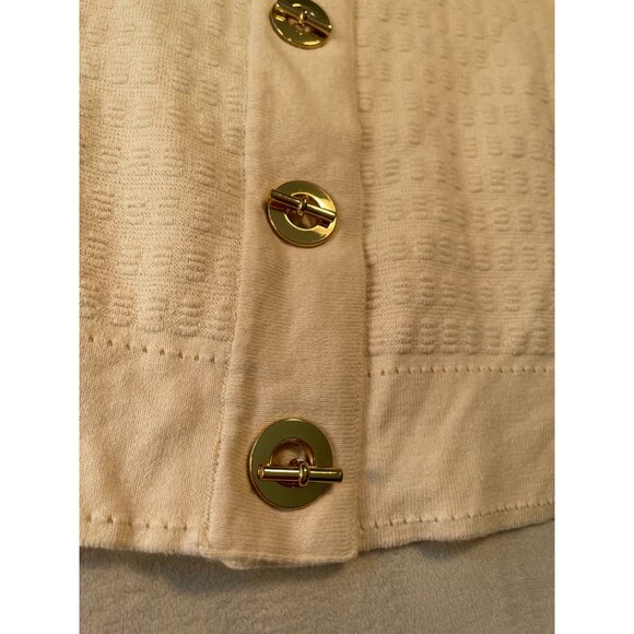 Milly Women Rare Cream Gold Link Button Cardigan Sweater Cotton Silk Classiccore - Picture 9 of 11